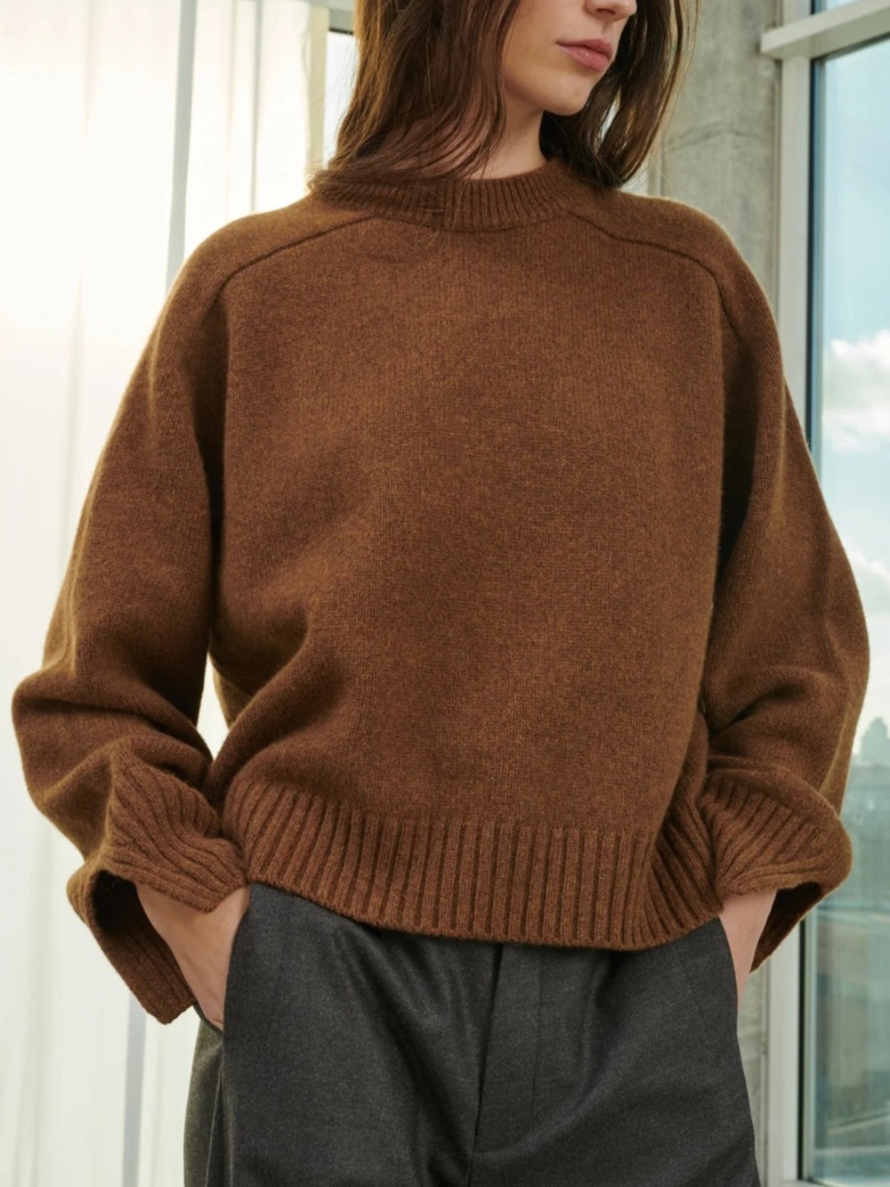 Soeur Will Pull Merino Wool Sweater 34 Small Brown
